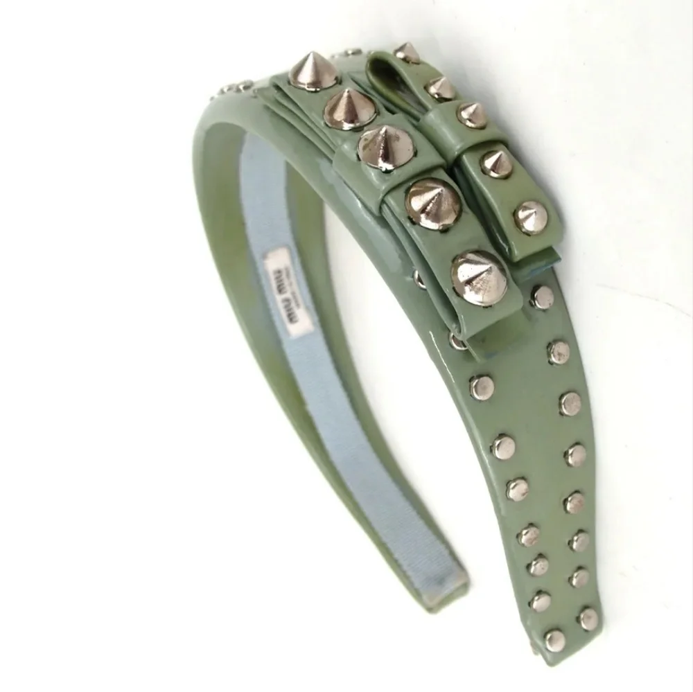 MIU MIU RIBBON STUDS KATYUSHA PATENT LEATHER